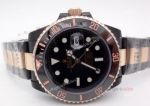 High Quality Solid Black Rolex Submariner Watch 2-Tone Rose Gold Black Ceramic Eezel